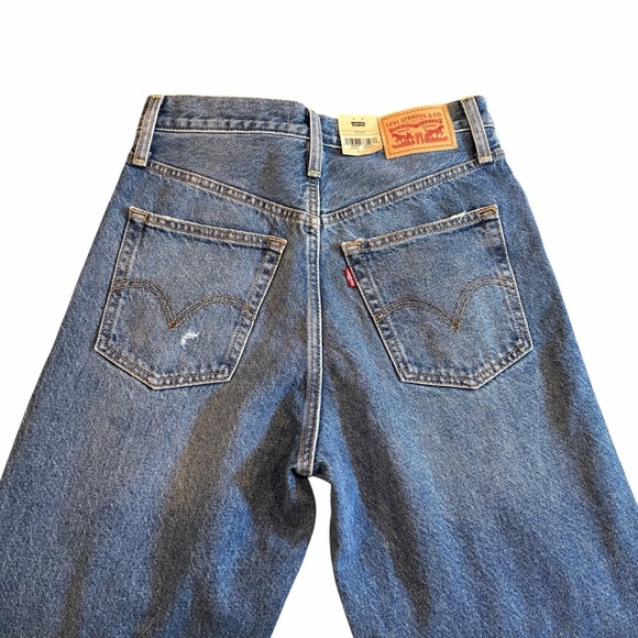 Levi’s Ribcage Straight Ankle Jeans Distressed Knee Holes 27 x 27 NWT - Picture 5 of 13
